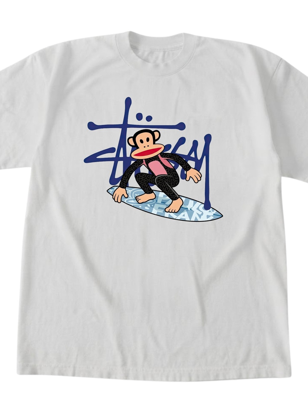 Stussy Paul Frank Surf Board Logo Gildan T-Shirt White Unisex